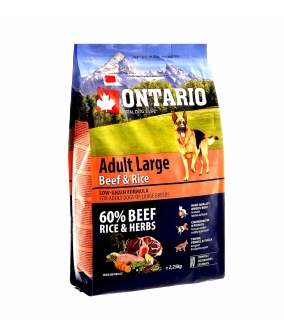 Для собак крупных пород с говядиной и рисом (Ontario Adult Large Beef & Rise 12kg) 214 – 10758