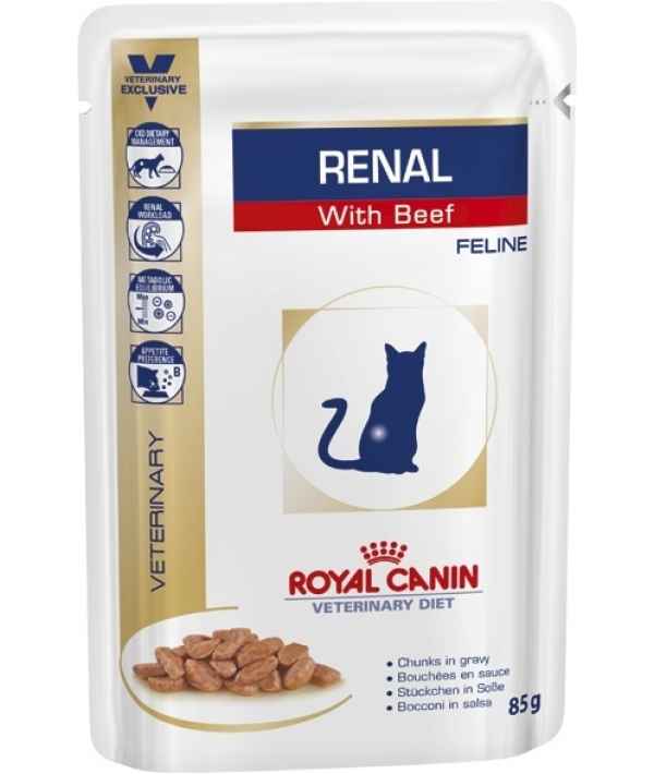 Кусочки в соусе для кошек при лечении почек, c говядиной (Renal S/O) 796001/ 796101