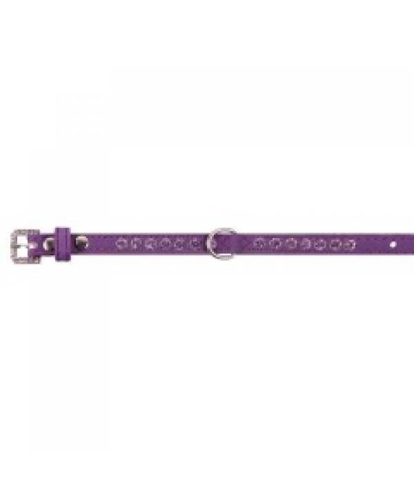 Ошейник фиолетовый, бархатный со стразами для собак, XS, 1*18 – 23 см (5624112)