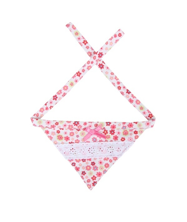 Шейный платочек с цветочным узором и кружевом, розовый, размер L (PATCHES/PINK/L) NAOA – SC7046 – PK – L