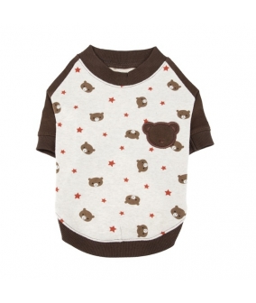 Теплая футболка с контрастными рукавами с мишками и звездочками, кремовый, размер L (длина 30 см) (BOO BOO II/OATMEAL/L) PAPD – TS1353 – OT – L