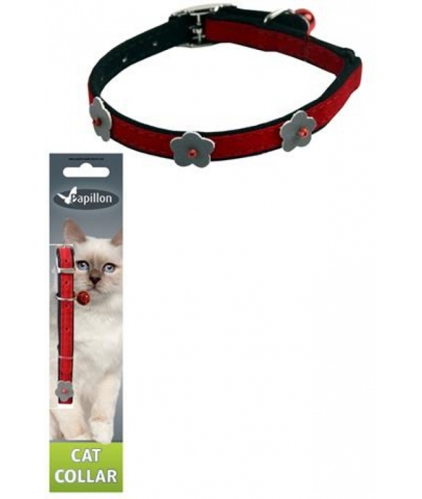Светоотражающий ошейник для кошек 10мм – 28см, красный (Reflective velvet cat collar 10 mm x 28 cm, colour red) 270103