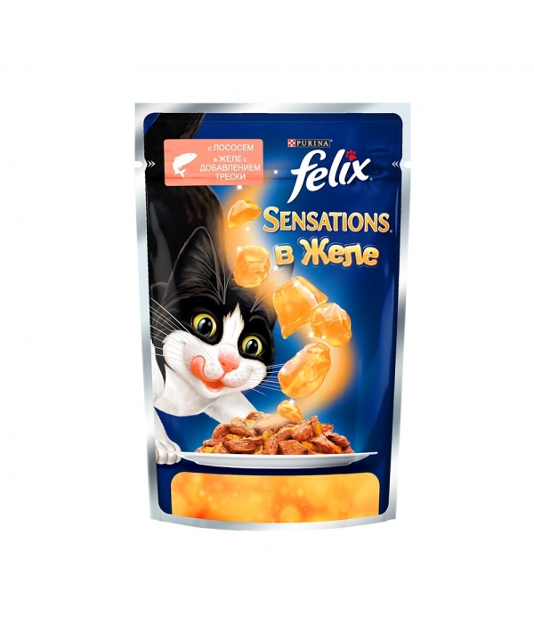 Sensations кусочки в желе для кошек с лососем и треской (12232834/12318961)