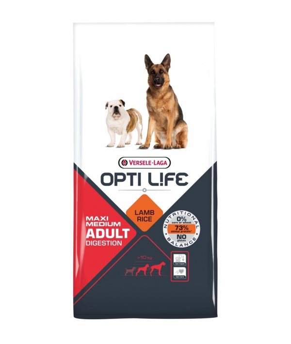Для собак с чувствительным пищеварением с ягненком и рисом (Opti Life Adult Digestion Medium & Maxi) 431133