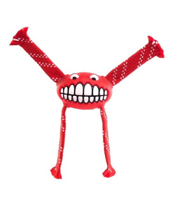 Игрушка с принтом зубы и пищалкой FLOSSY GRINZ средняя, красный (FLOSSY GRINZ ORALCARE TOY MD) FGR03C