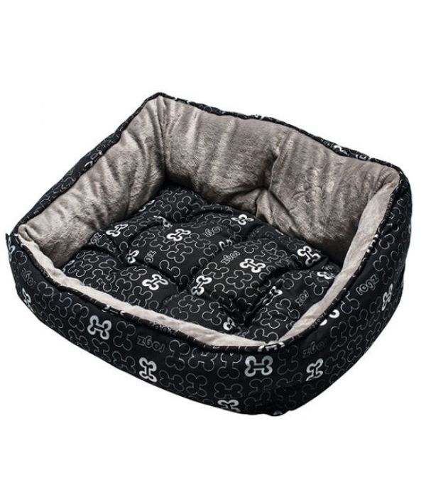 Мягкий лежак с двусторонней подушкой TRENDY PODZ размер XS (43х30х19см), "Черные косточки" (TRENDY PODZ) PXS01