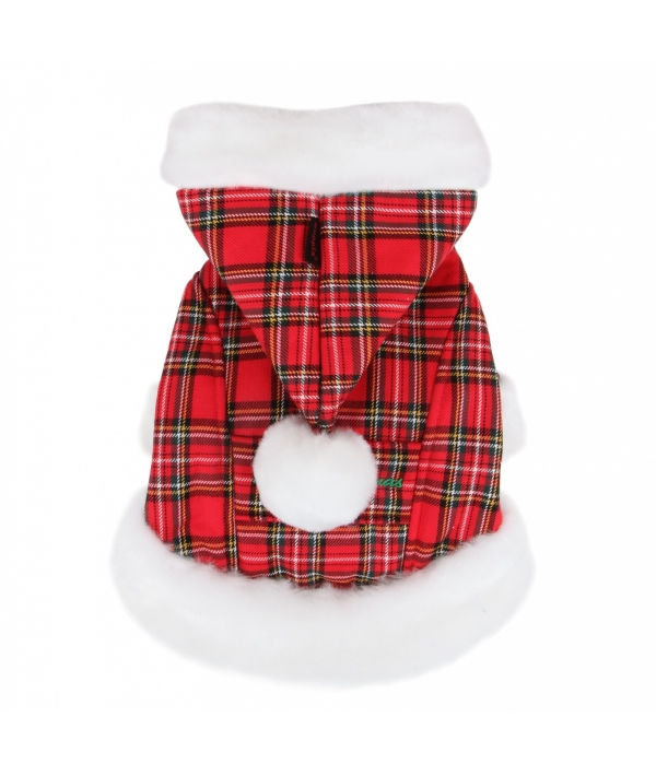 Курточка "Санта" с капюшоном, красная клетка с белой отделкой, размер XL (длина 36 см) (SANTAS COAT/CHECK RED/XL) PDDF – SC23 – CR – XL