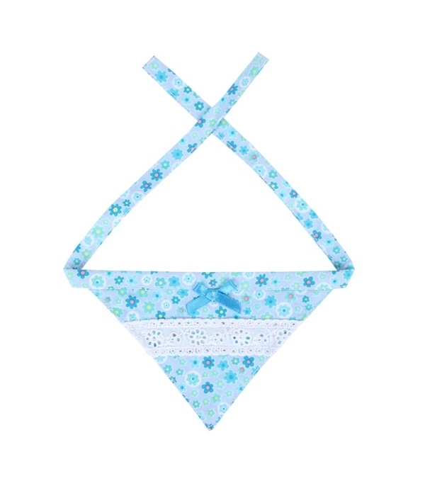 Шейный платочек с цветочным узором и кружевом, голубой, размер S (PATCHES/S/BLUE/S) NAOA – SC7046 – SB – S