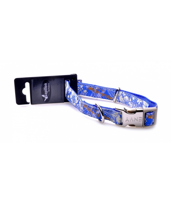 Нейлоновый ошейник с рисунком 10мм – 20 – 33см, синий (Adjustable nylon collar, 10 mm x 20 – 33 cm, Hula Hula, colour blue) 170251