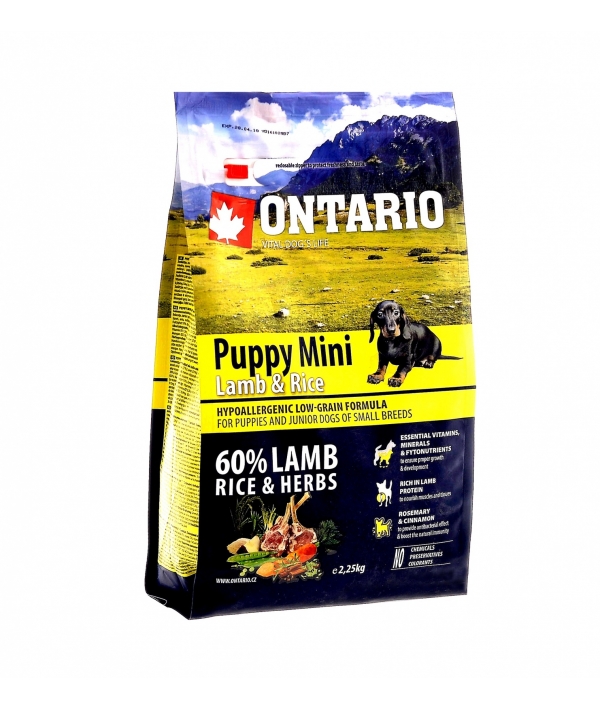 Для щенков малых пород с ягненком и рисом (Ontario Puppy Mini Lamb & Rice 0,75kg) 214 – 10193