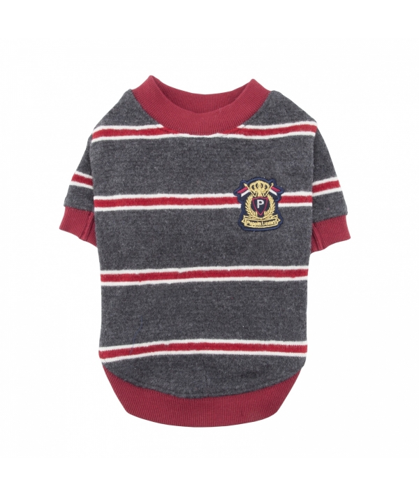 Хлопковая футболка в полоску с логотипом, серый, размер M (длина 26 см) (ELEVE/GREY/M) PAQD – TS1452 – GY – M