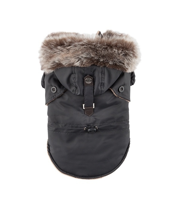 Теплое пальто с меховой отделкой на капюшоне "Декабрь", черный, размер L (длина 32см) (DECEMBER/BLACK/L) PAOD – JM1299 – BK – L