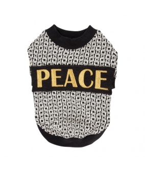 Теплая футболка с геометрическим узором и надписью на спине, черный, размер L (длина 31 см) (PEACEKEEPER/BLACK/L) PAPD – TS1351 – BK – L