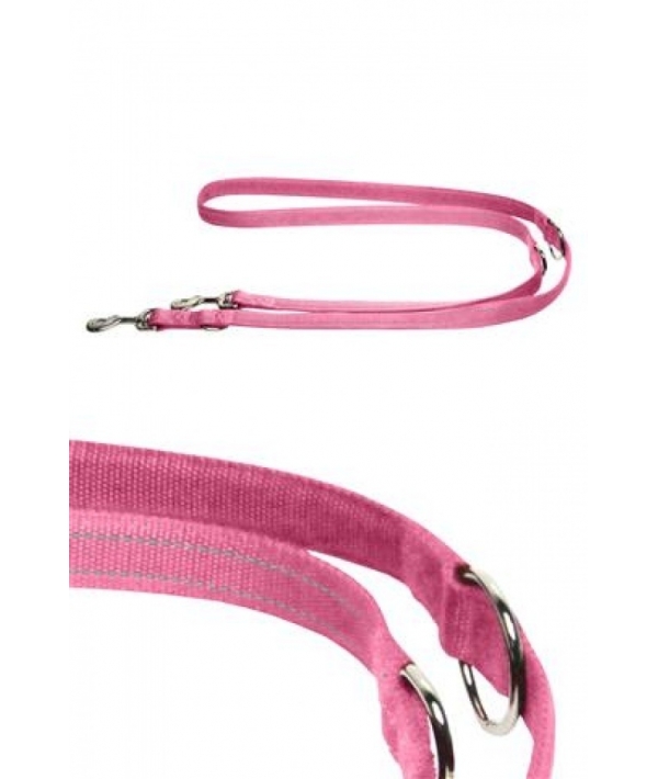 Светоотражающий тренировочный поводок 15мм – 200см, розовый (Reflective nylon training lead, 15 mm x 200 cm, colour pink) 170531 //