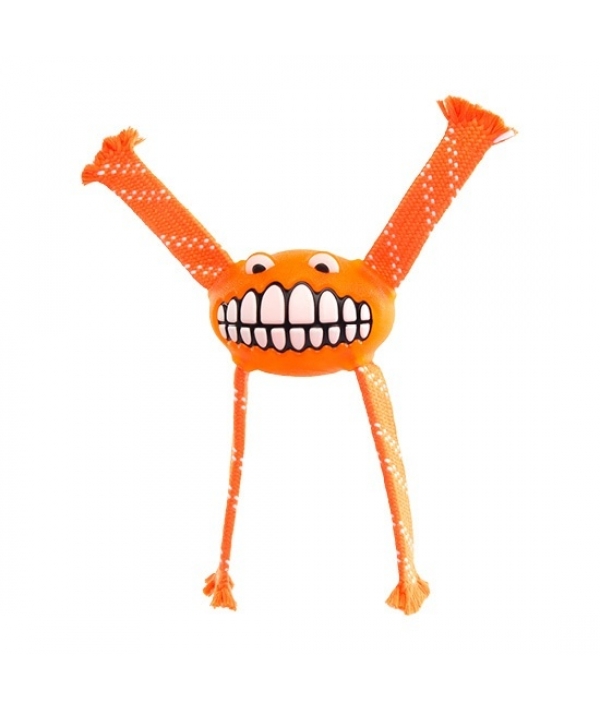 Игрушка с принтом зубы и пищалкой FLOSSY GRINZ средняя, оранжевый (FLOSSY GRINZ ORALCARE TOY MD) FGR03D