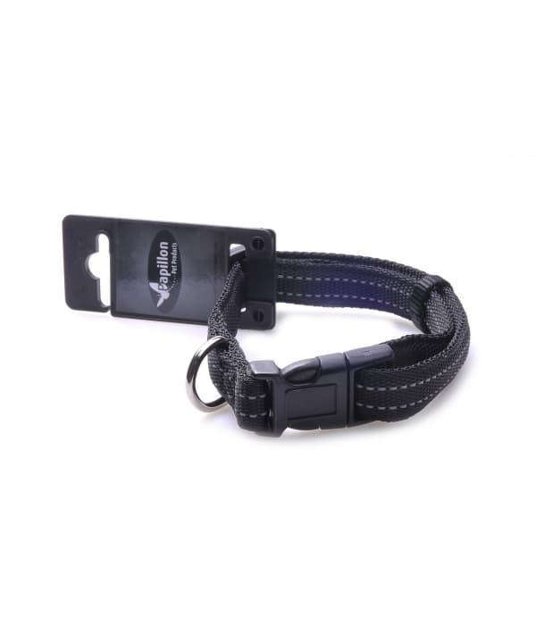 Светоотражающий ошейник, нейлон 15мм – 26 – 40см, черный (Reflective nylon adjustable collar, 15 mm x 26 – 40 cm, colour black) 170237