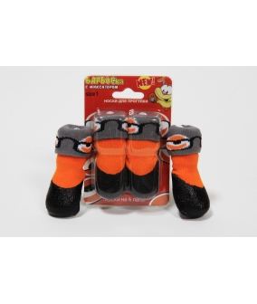 Носки для собак с латексным покрытием, на завязках. Цвет оранжевый. 153189
