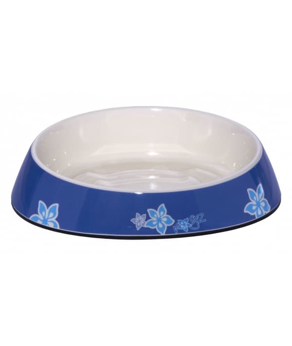 Миска для комфортного кормления "Fishcake" 200 мл, "Синие цветы" (MELAMINE CAT BOWL) CBOWL31B