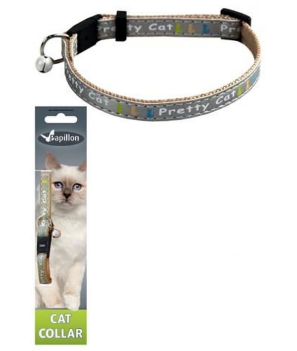 Ошейник для кошек "Китти" 10мм – 21 – 33см, серый (Adjustable cat collar, 10 mm x 21 – 33 cm, Kitty cat, colour grey) 270113