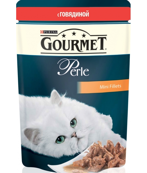 Паучи в подливе с говядиной для кошек (Gourmet Perl) 12215233/12318012