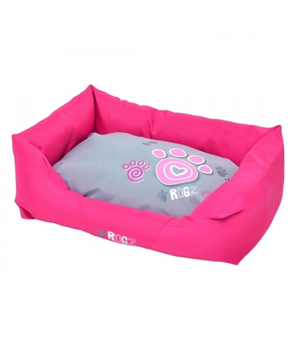 Лежак с бортиком и двусторонней подушкой малый серия "SPICE", "Розовая лапка" (56x35x22см) (WALL BED SMALL) PPSCA