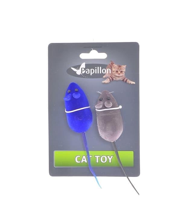 Игрушка мышка, вельвет, 6см, (Cat toy 2 velvet mice on card) 240013