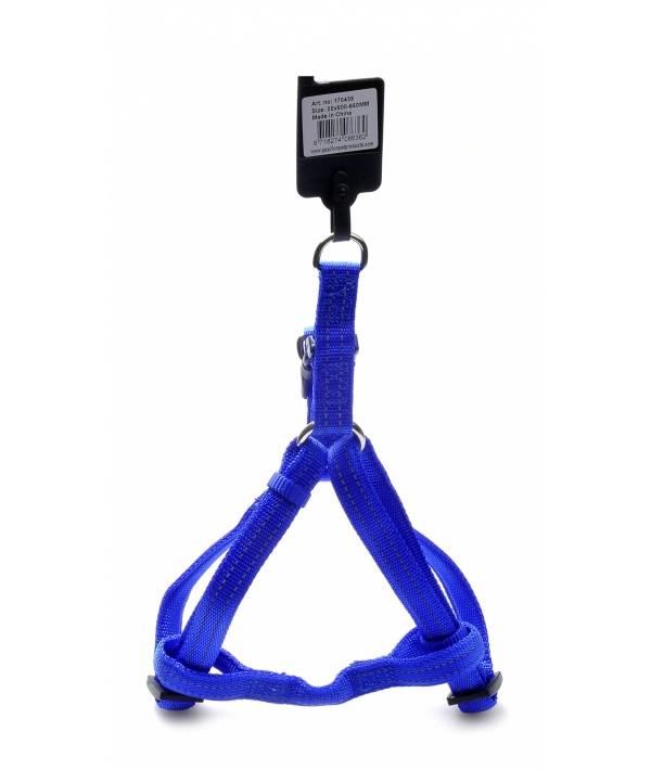 Светоотражающая шлейка, нейлон 25мм – 65 – 80см, синий (Reflective nylon harness, 25 mm x 65 – 80 cm, colour blue) 170436