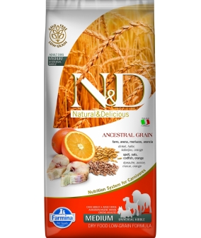 N&D LG Сухой корм для собак средних пород с треской и апельсином 4031