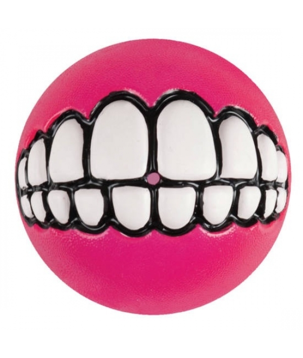 Мяч с принтом зубы и отверстием для лакомств GRINZ малый, розовый (GRINZ BALL SMALL) GR01K