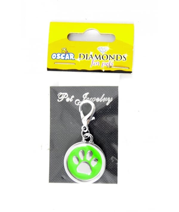 Украшение на ошейник "Зеленая лапка", 5*2,5*0,5 см (Jewelry diamond paw green) 52577