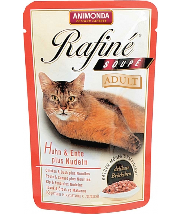 Паучи для кошек с курицей, уткой и пастой (Rafine Soupe Adult) 83482/83652/83787