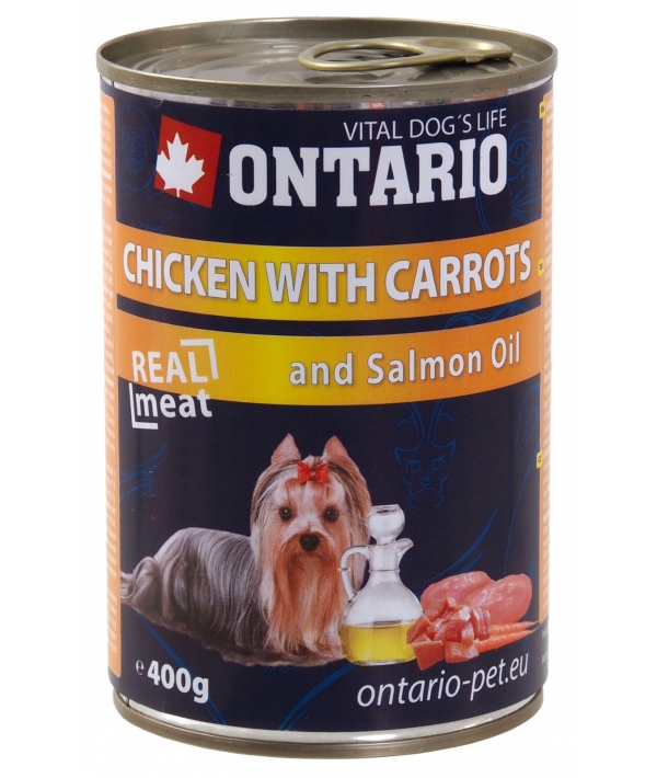 Консервы для собак: курица и морковь (ONTARIO konz.Chicken,Carrots,Salmon Oil 800g) 214 – 2134