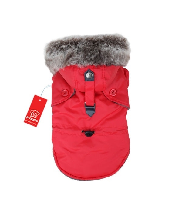 Теплое пальто с меховой отделкой на капюшоне "Декабрь", красный, размер S (длина 21см) (DECEMBER/RED/S) PAOD – JM1299 – RD – S
