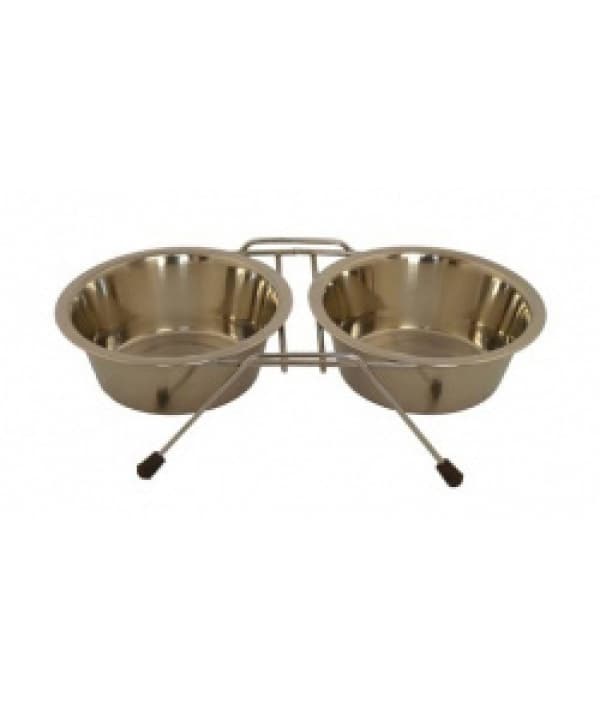 Две миски на подставке, 16см, 2 х 0,75л (Double dinner wire frame including bowls) 175408