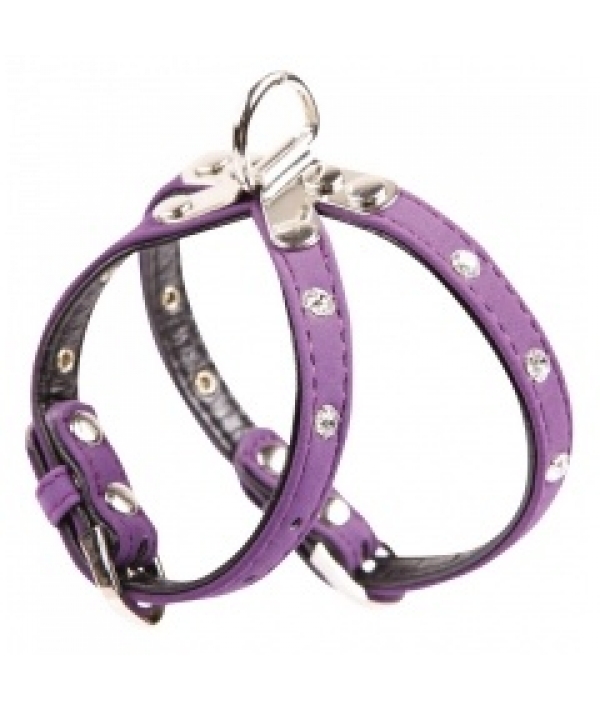 Шлейка фиолетовая, бархатная со стразами для собак, M, шея 20 – 26, грудь 28 – 34см (5624110)