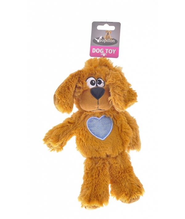 Плюшевая игрушка собака с пищалкой и шуршалкой, 30 см коричневая (Plush dog unstuffed with crackle and peep 34 cm) 140091