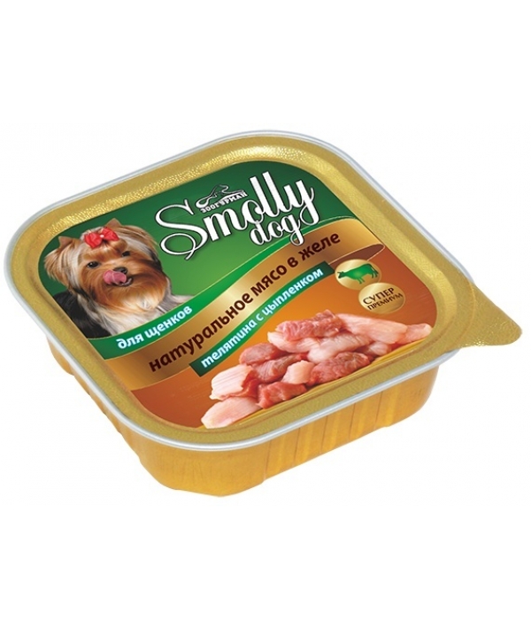 Консервы для щенков "Smolly dog" Телятина с цыпленком (8757)