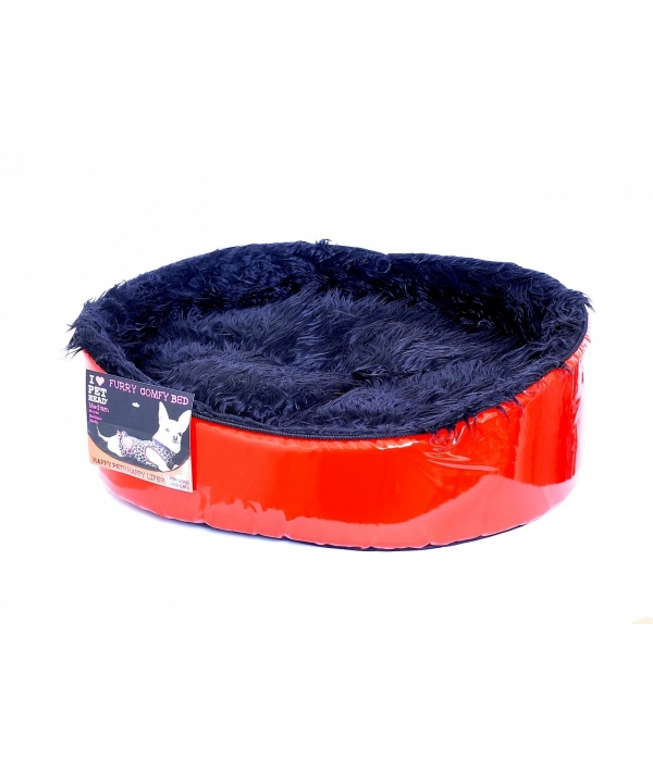 Мягкий лежак "Красный лак" 64*53*18, большой (BED Red/Black Furry, large)