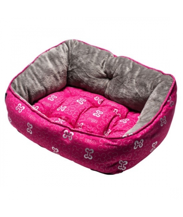 Мягкий лежак с двусторонней подушкой TRENDY PODZ размер M (56х43х29см),"Розовые косточки" (TRENDY PODZ) PM05