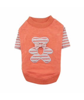 Хлопковая футболка с полосатым медвежонком "Тедди", оранжевый, размер M (длина 25 см) (TEDDY/ORANGE/M) PAQD – TS1451 – OR – M