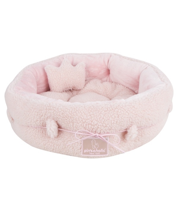 Круглая кровать – лежанка, розовый+игрушка – корона (51 х 51 х 15) (CHELSEA BED/PINK) NAQD – AU7287 – PK – FR
