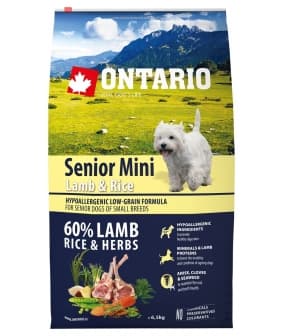 Для пожилых собак малых пород с ягненком и рисом (Ontario Senior Mini Lamb & Rice 6,5kg) 214 – 11197