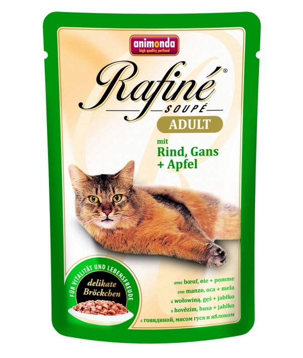Паучи для кошек коктейль из говядины, мяса гуся и яблок (Rafiné Soupé Adult) 001/83483