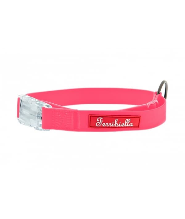 Cветящийся тонкий силиконовый ошейник, розовый 2X30 – 50 см (COLLARE FUN FLAT 2X30 – 50CM ROSA) HI726 – RA