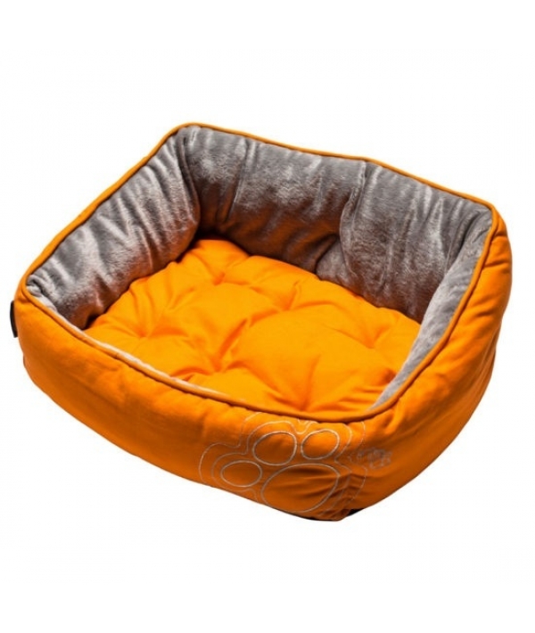Мягкий лежак с двусторонней подушкой LUNA размер XS (43х30х19см), "Оранжевая лапка" (LUNA PODZ XSMALL) UPXS03