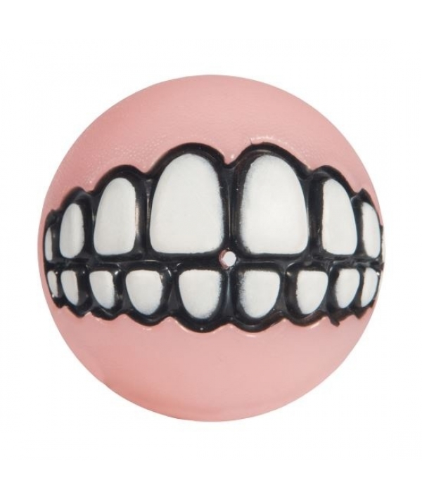 Мяч для щенков с принтом зубы и отверстием для лакомств GRINZ малый, розовый (PUPZ GRINZ BALL SMALL) GR201X