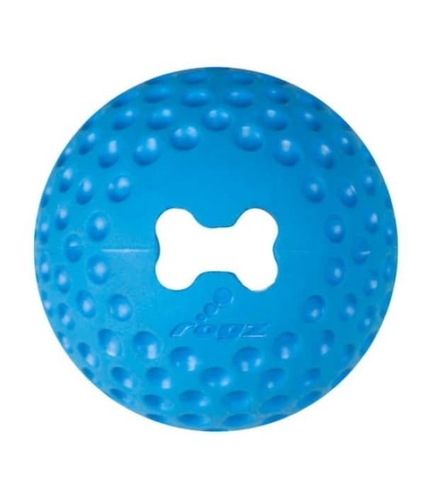 Мяч из литой резины с отверстием для лакомств GUMZ средний, синий (GUMZ BALL MEDIUM) GU02B