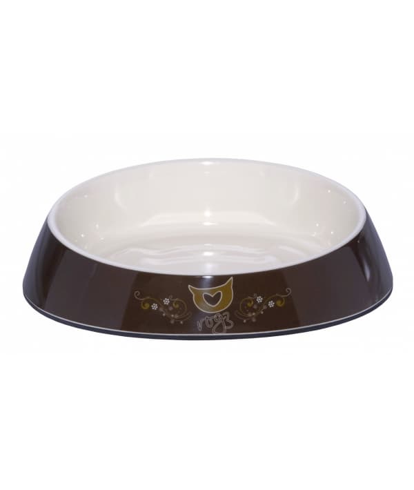 Миска для комфортного кормления "Fishcake" 200 мл, "Шоколадная филигрань" (MELAMINE CAT BOWL) CBOWL31J