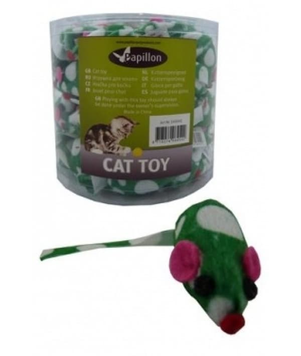 Игрушка для кошек "Зеленая Мышка с погремушкой", плюш, 4,5см (Mouse green/white with rattle) 240042