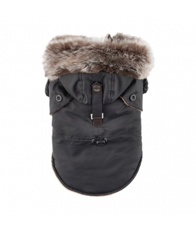 Теплое пальто с меховой отделкой на капюшоне "Декабрь", черный, размер XXL (DECEMBER/BLACK/XXL) PAOD – JM1299 – BK – XXL